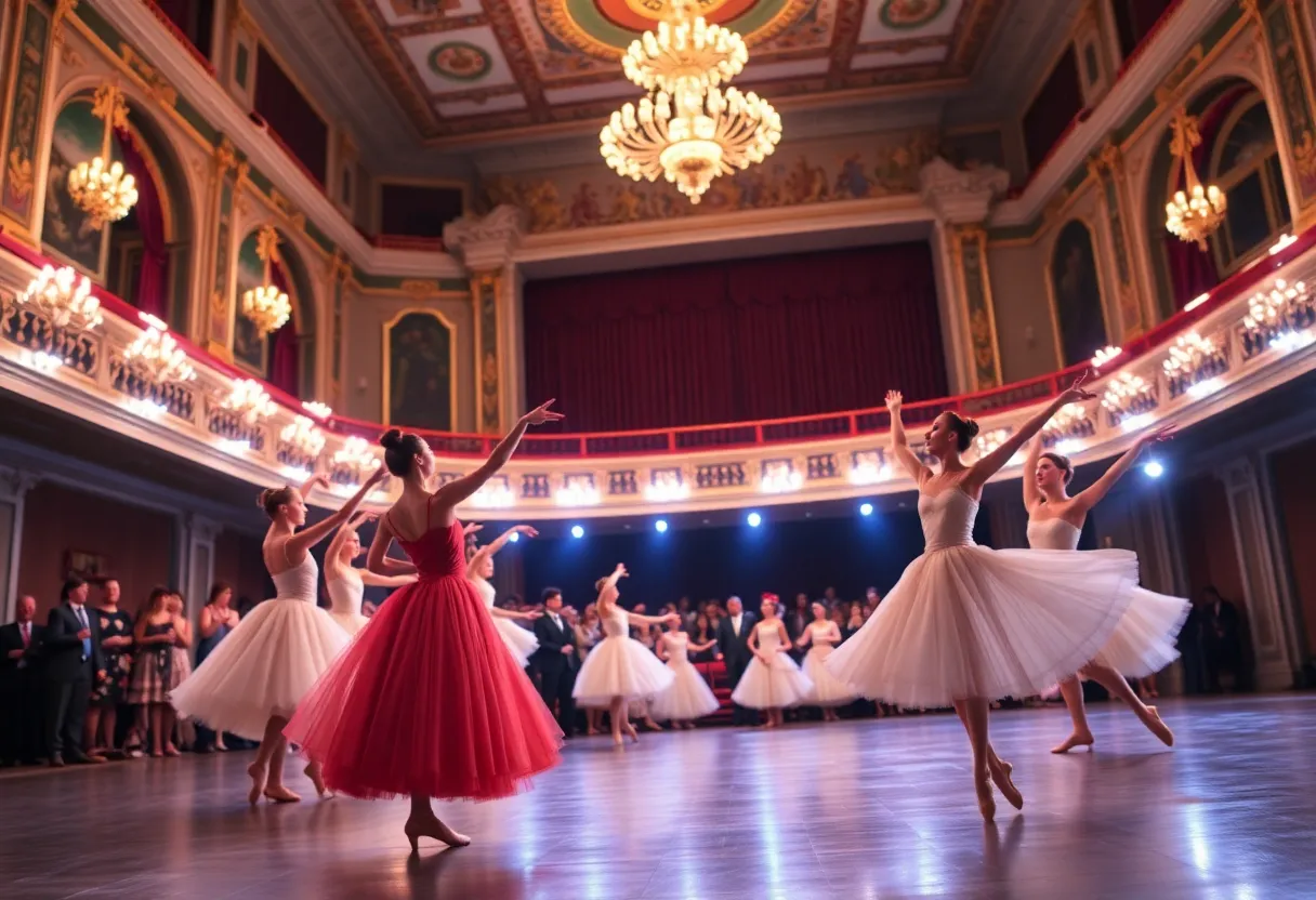 Dancers performing on stage at the Columbia Classical Ballet