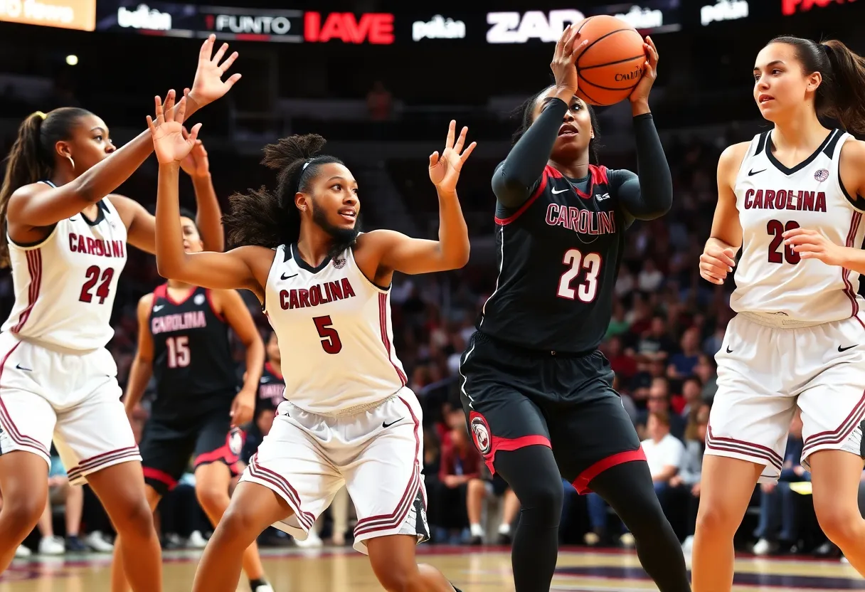 Action shot of South Carolina Gamecocks during a game against Tennessee