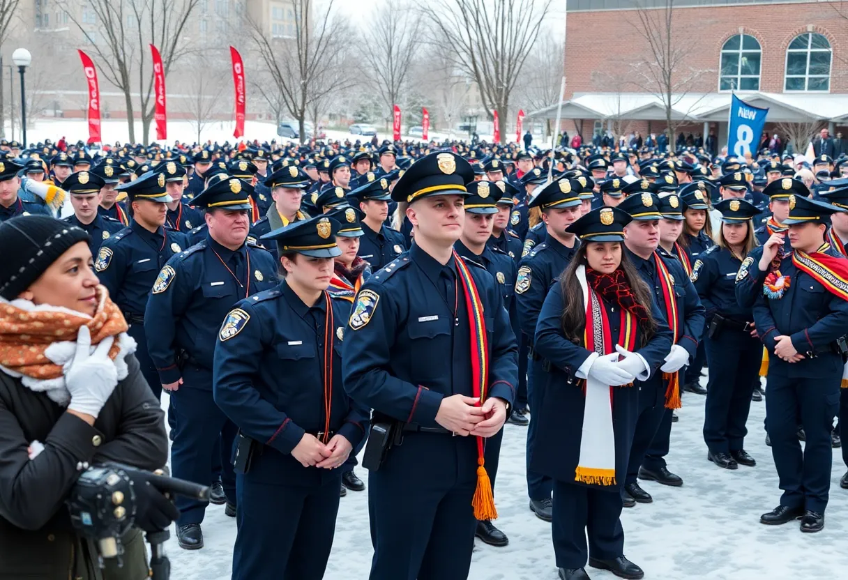 Graduation ceremony for new troopers of the South Carolina Highway Patrol in winter weather