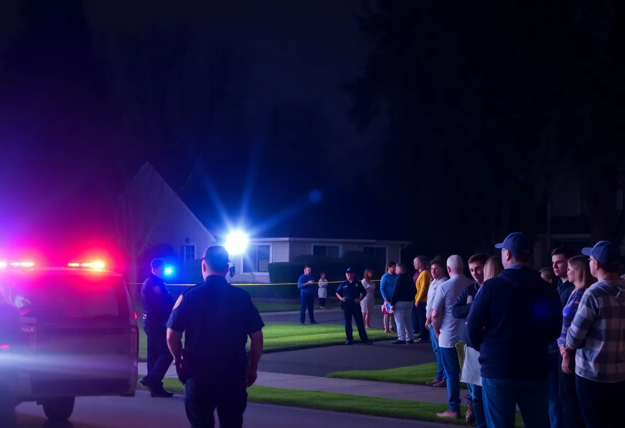 Police responding to an incident in a suburban neighborhood