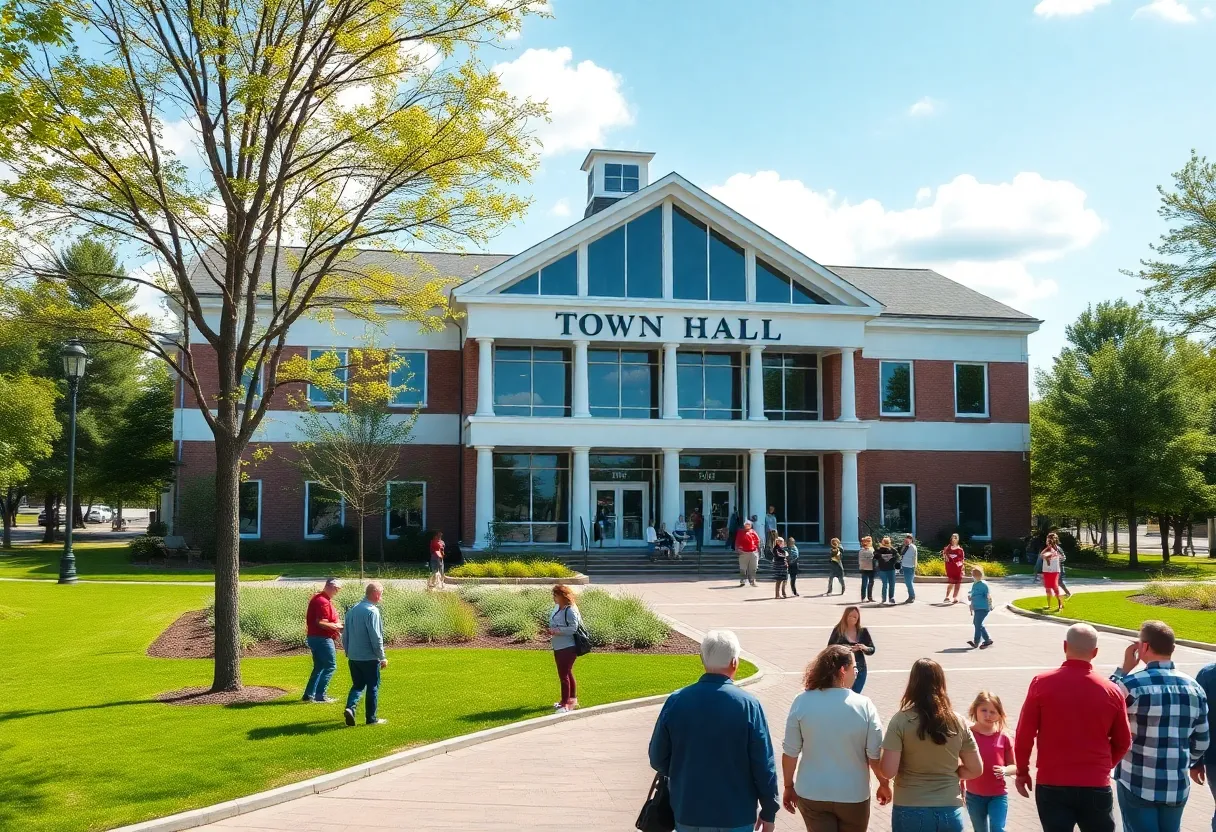 Concept design of the new Irmo town hall in a park