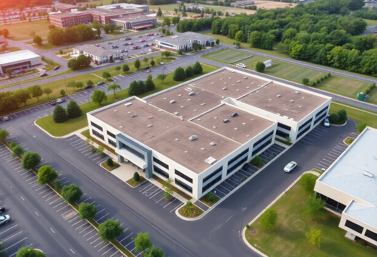 Aerial view of the 20/21 Business Center flex property in Columbia.