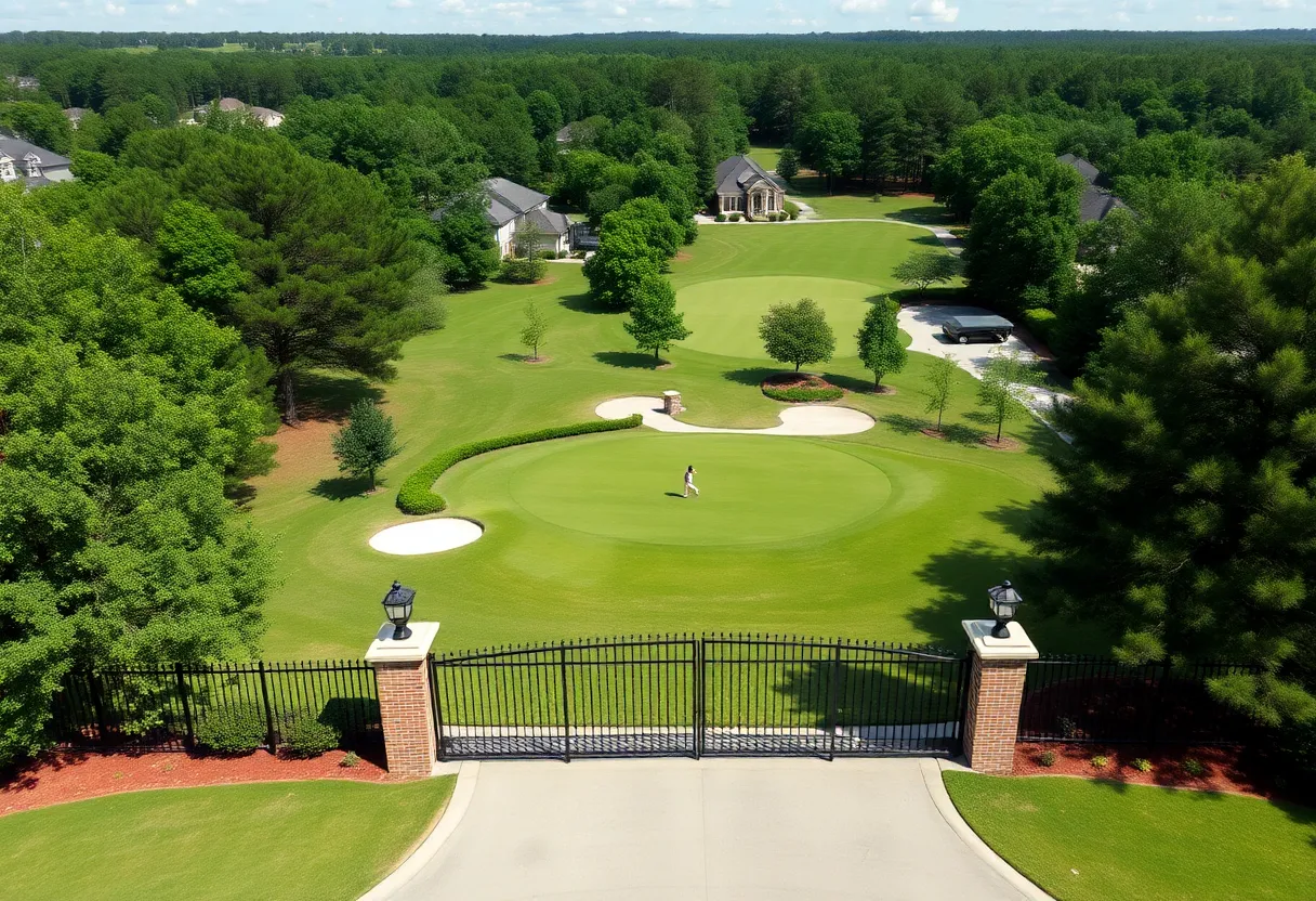Scenic view of a gated community with a golf course in Irmo SC