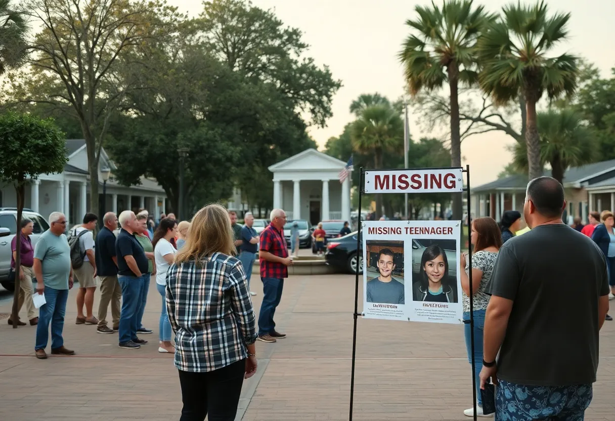 Community gathering for a missing teenager search in Irmo, SC