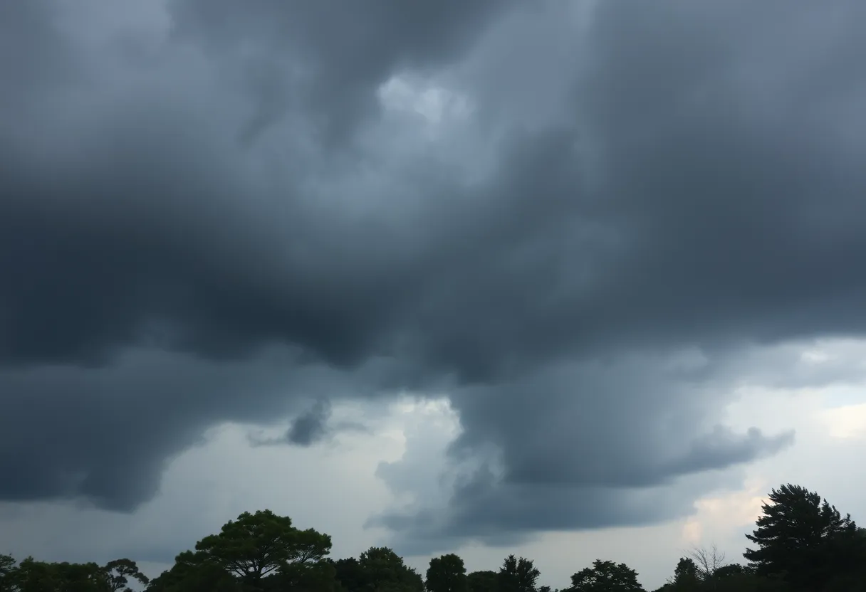 Dramatic storm clouds over Columbia SC signaling severe weather