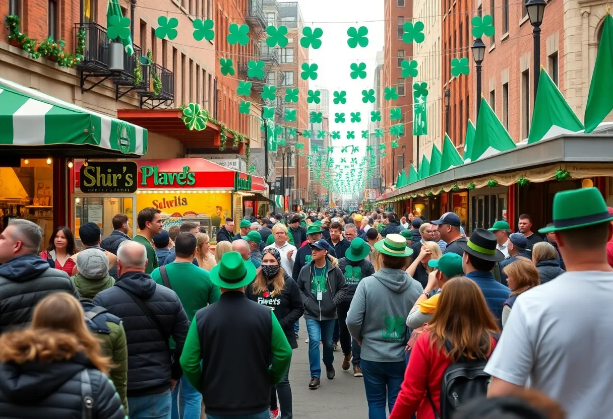 Crowd celebrating at the St. Patrick's Day Festival in Columbia