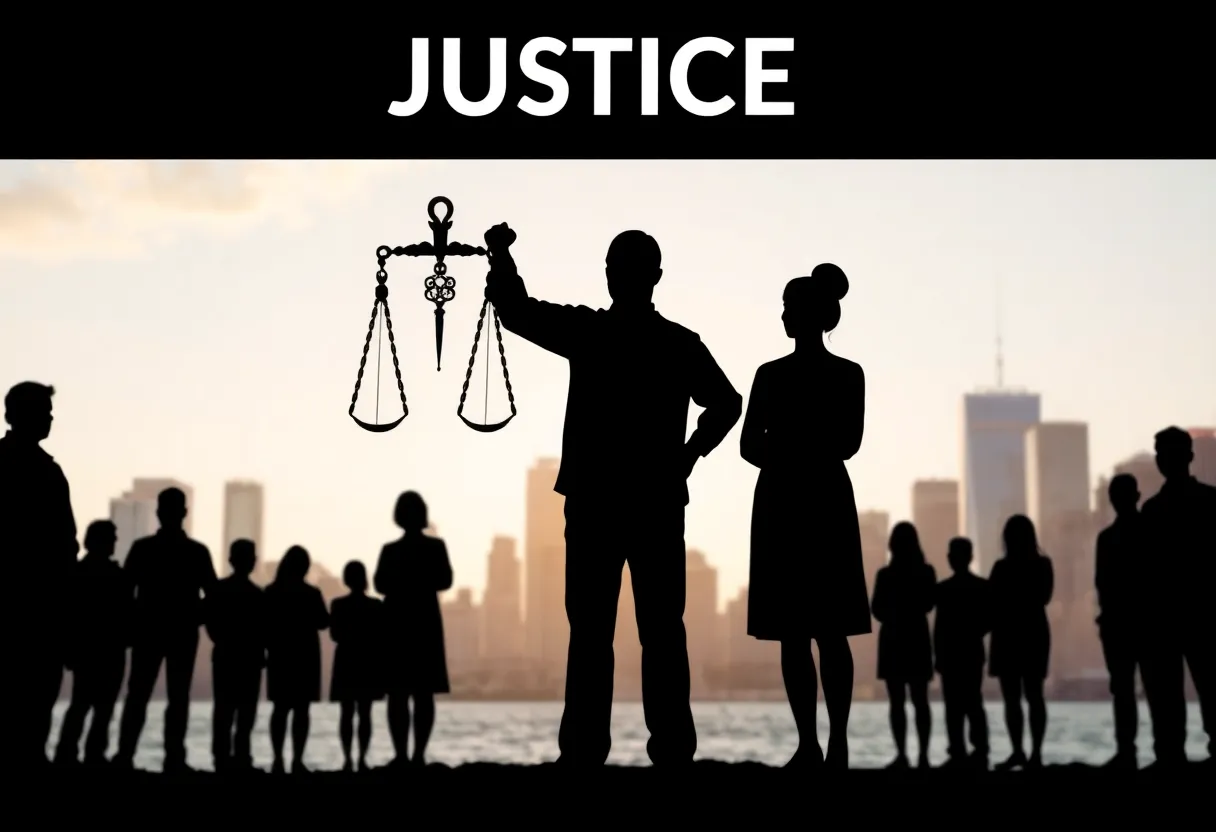 Silhouette of diverse people standing together symbolizing community against violence