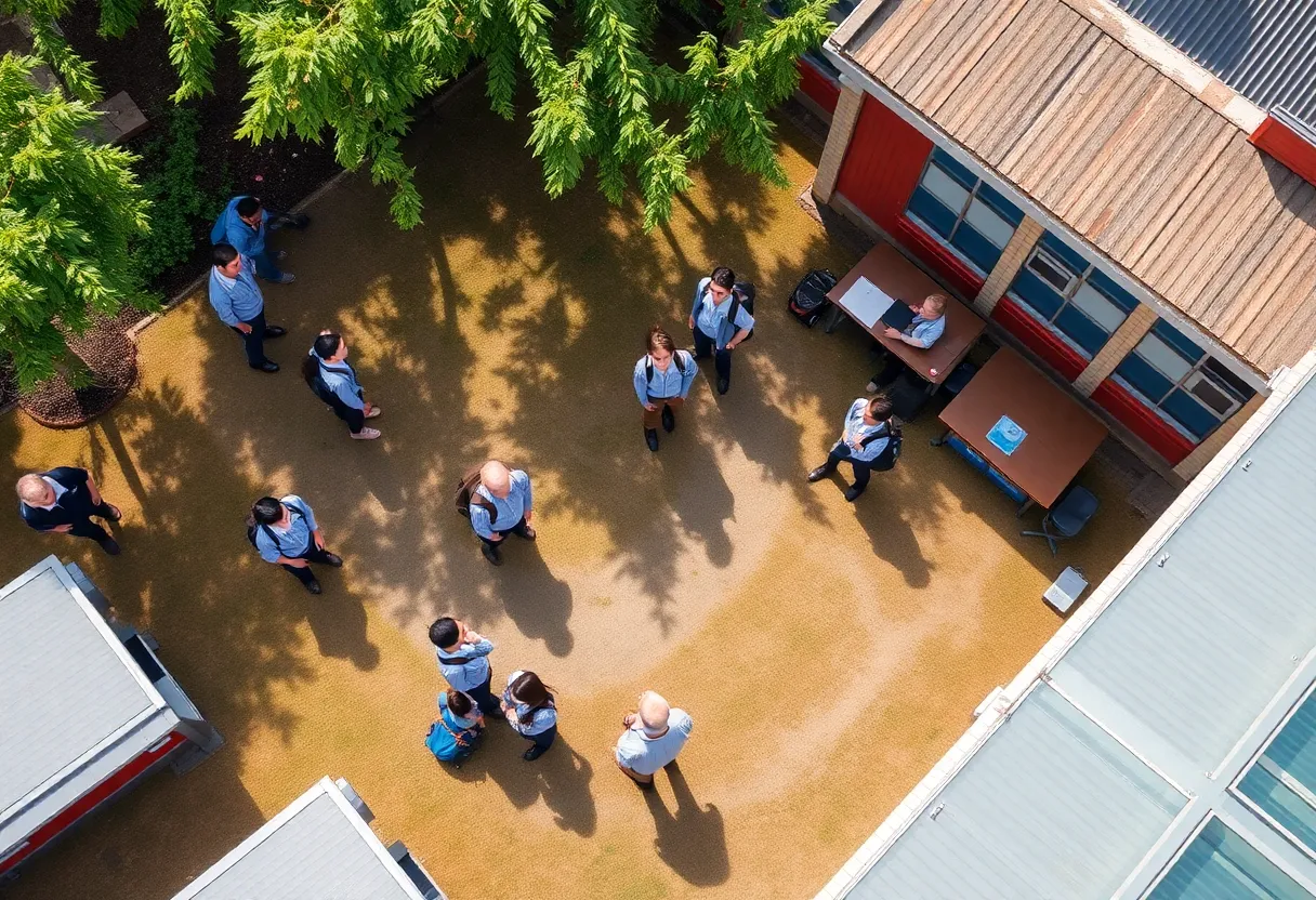 Aerial view of a school campus in Lexington-Richland 5