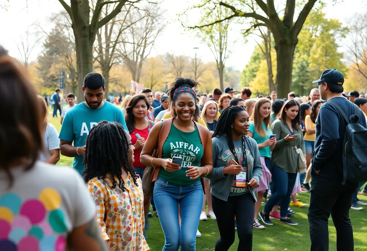 Community members walking for mental health awareness at the Mindful Steps event.