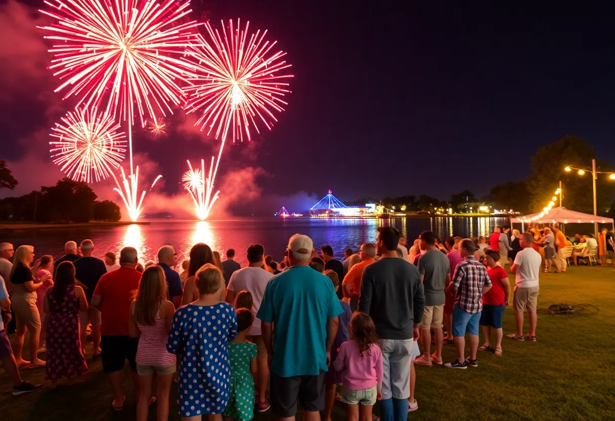 Fireworks display at Lake Murray Independence Day Celebration 2025