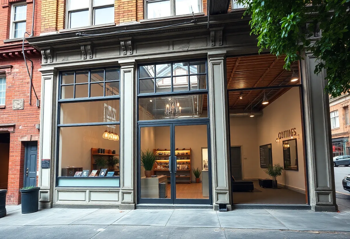 Illustration of Tapp's Department Store redevelopment project showing boutique retail and gym spaces.